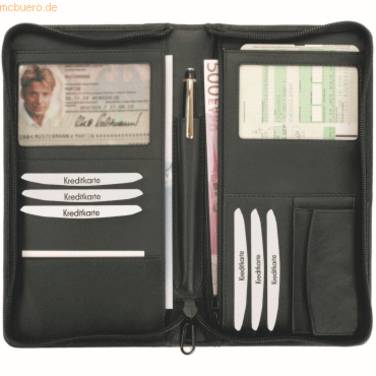 Reiseorganizer RFID Document Safe 22,5x13x3cm Leder schwarz