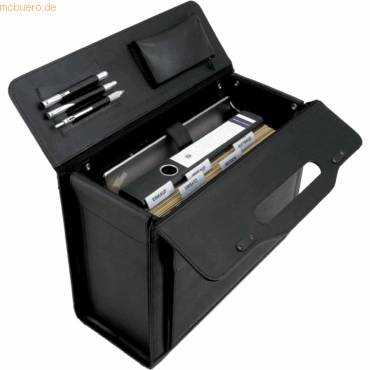 Pilotenkoffer Ancona mit Seitentasche Leder schwarz-1