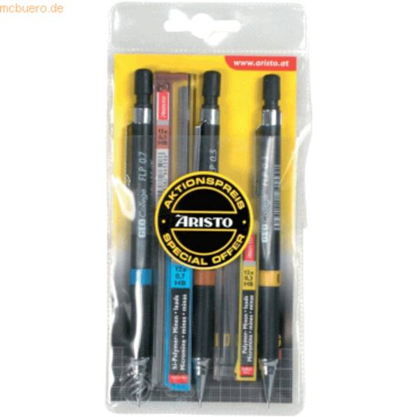 Feinminenstift Set Geocollege FLP 0,35/0,5/0,7mm HB schwarz 3er-Set