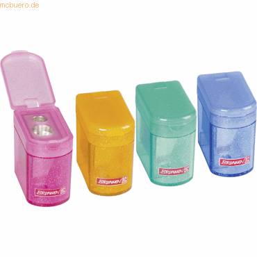 Doppel-Spitzer Klicki Glitter transparent farbig sortiert-0