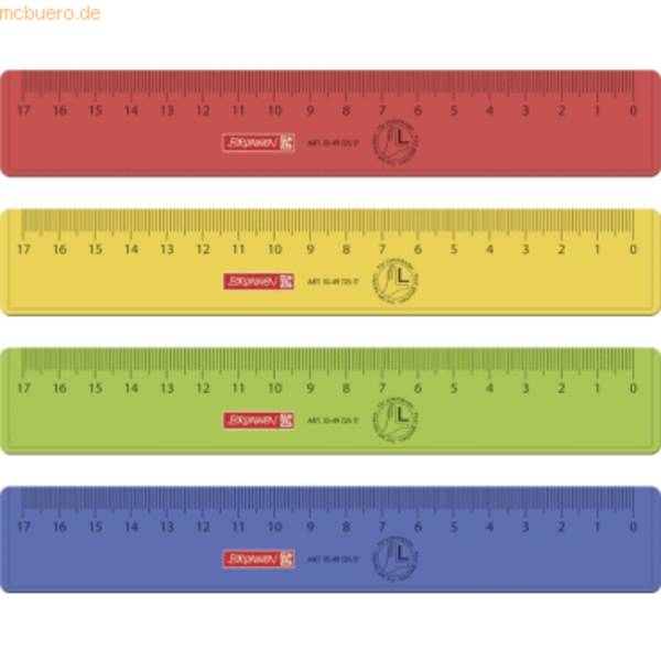 Lineal Kunststoff für Linkshänder 17cm farbig sortiert