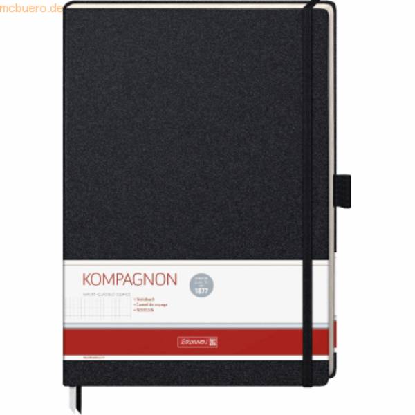 Notizbuch Kompagnon Klassik A4 kariert 96 Blatt 80g/qm schwarz