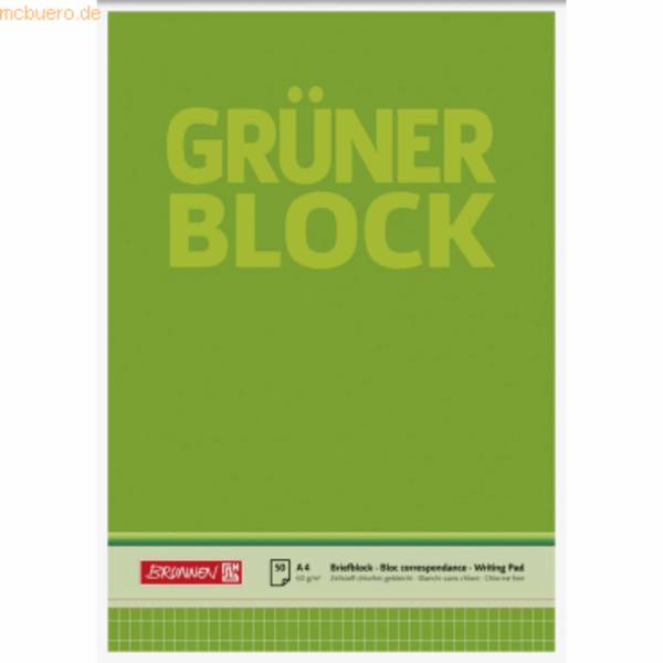 Briefblock Der grüne Block A4 60g/qm rautiert 50 Blatt