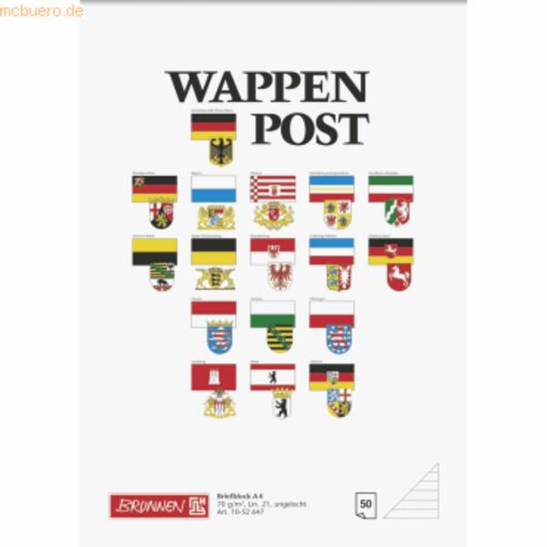 Briefblock Wappen A4 70g/qm liniert 50 Blatt