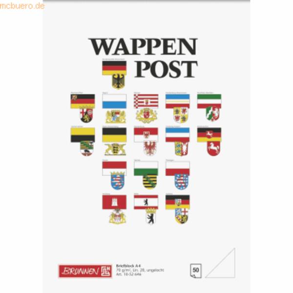 Briefblock Wappen A4 70g/qm blanko 50 Blatt