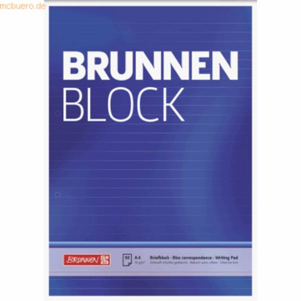 Briefblock Brunnenblock A4 70g/qm liniert 2-fach gelocht 50 Blatt