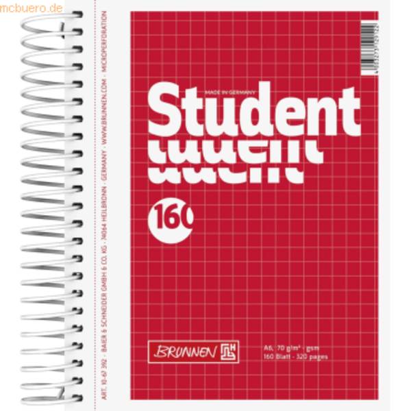 Kollegblock Student A6 70g/qm kariert 160 Blatt rot