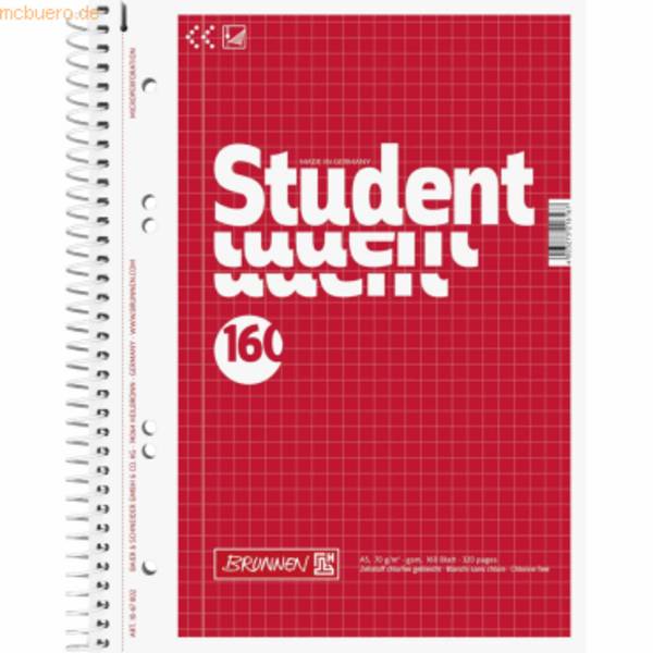 Kollegblock Student A5 70g/qm kariert 160 Blatt blau