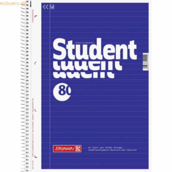 Brunnen 1067941 - Blau - 80 Blätter - Liniertes Papier - A4 - Spiralbindung - Bl