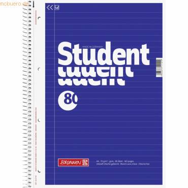 Brunnen 1067941 - Blau - 80 Blätter - Liniertes Papier - A4 - Spiralbindung - Bl-0