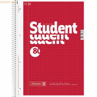 Kollegblock Student A4 70g/qm kariert 80 Blatt rot-0