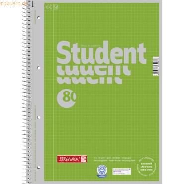 Kollegblock Student A4 kariert 70g/qm 80 Blatt Recycling grün-0