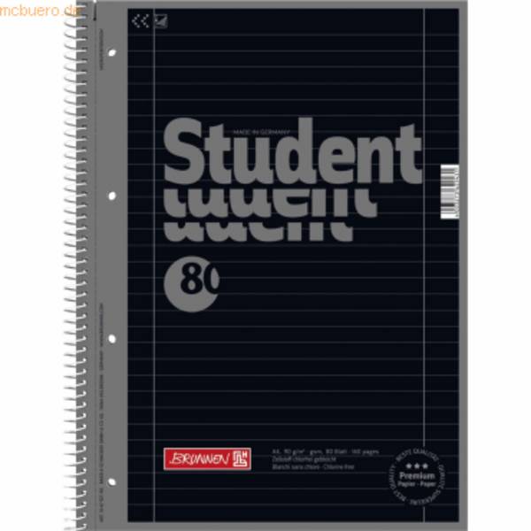 Kollegblock Student Colour Code A4 90g/qm 80 Blatt onyx Lineatur 27