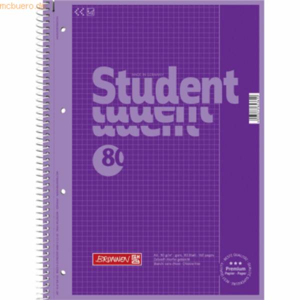 Kollegblock Student Colour Code A4 90g/qm 80 Blatt purple Lineatur 26