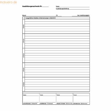Ausbildungsnachweis A4 1 Monat/Seite-1