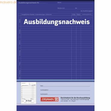 BRUNNEN - Ausbildungsnachweis tägliche Eintragungen Formularbuch - A4-0