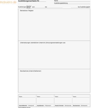 BRUNNEN - Ausbildungsnachweis wöchentliche/monatliche Eintragungen Formularbuch - A4-1
