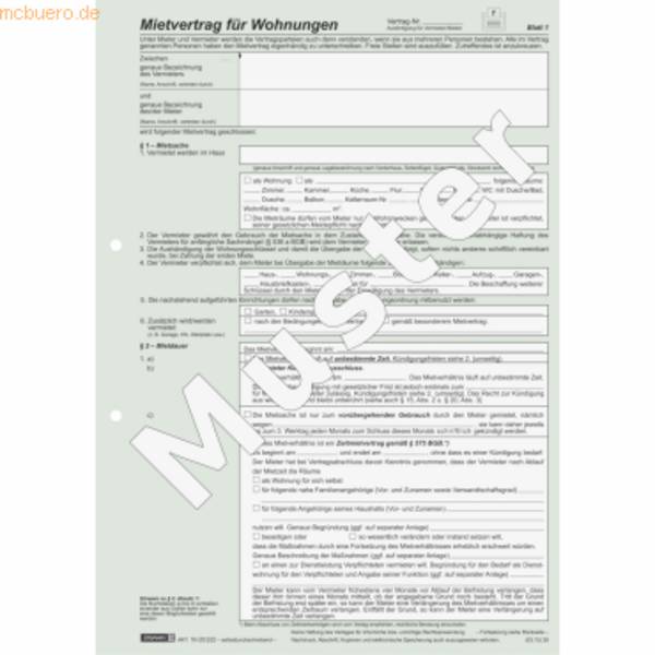 Mietvertrag Universal 4x2 Blatt selbstdurchschreibend