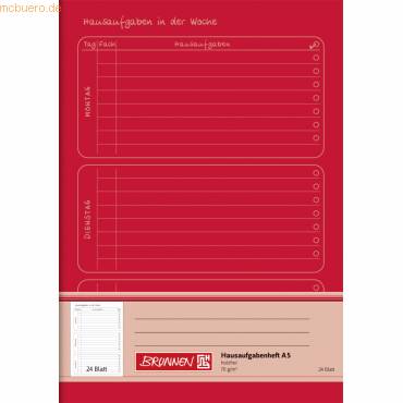 Hausaufgabenheft A5 24 Blatt rot-0