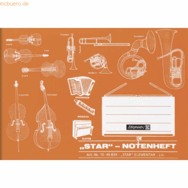 Notenheft A5 quer Star 8 Blatt Lineatur 14