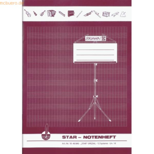Notenheft A4 hoch 8 Blatt Star Lineatur 14