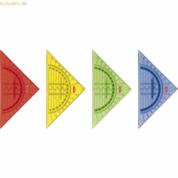Geometrie-Dreieck 16cm mit Griff farbig sortiert