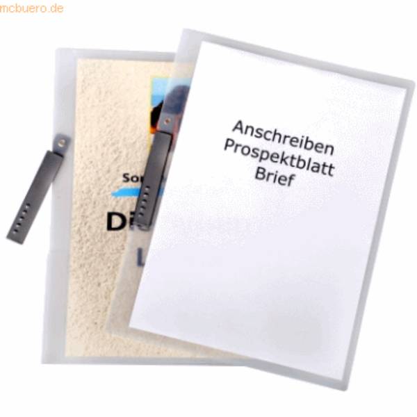 Klemmhefter A4 PP bis 50 Blatt mit A4-Tasche natur-transparent