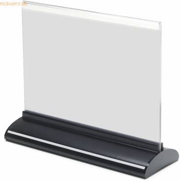 Tischaufsteller A5 quer Acryl mit extrudierte-Sockel transparent/schwarz-0