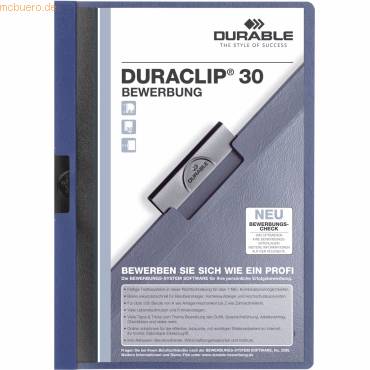 Bewerbungsmappe Duraclip für 30 Blatt A4 dunkelblau