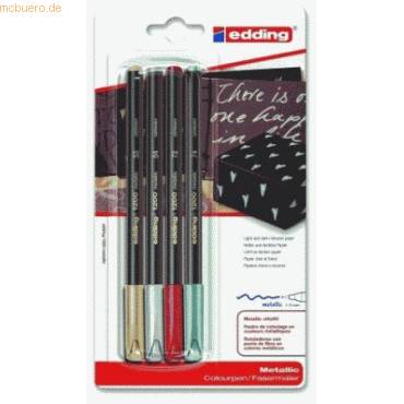 Fasermaler edding 1200 colourpen 1mm metallic VE=4 Farben Blister-0