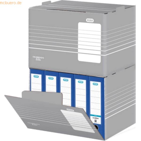 Archiv-Box tric für Ordner 455x355x320mm Wellpappe grau/weiß