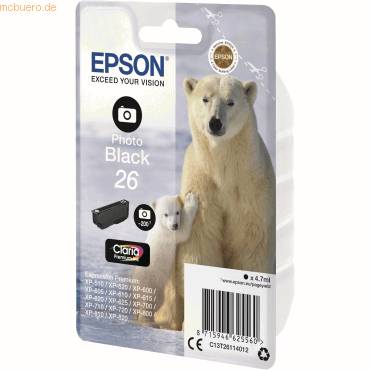 Epson 26 - 4.7 ml - Photo schwarz - original - Blister mit RF- / akustischem Alarmsignal - Tintenpatrone-1