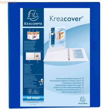 Präsentationsringbuch Kreacover A4+ 25mm 4 Ringe blau