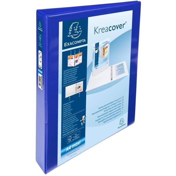 Präsentationsringbuch Kreacover A4+ 25mm 4 Ringe blau-1