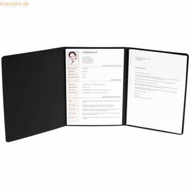 Bewerbungsmappe A4 3-teilig Karton 400g/qm schwarz-0