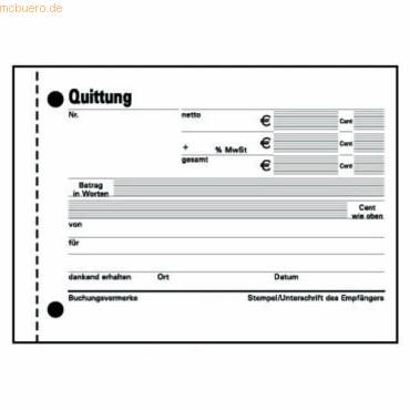 Formularbuch Quittung A6 MWSt inclusive 2x50 Blatt selbstdurchschreibend-0