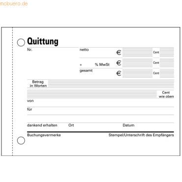 Formularbuch Quittung A6 m MWSt Nachweis 2x50 Blatt selbstdurchschreibend-0