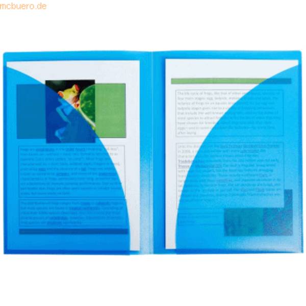 Präsentationsmappe A4 doppelseitig PP 400my blau