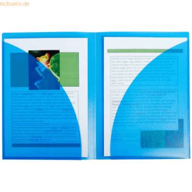 Präsentationsmappe A4 doppelseitig PP 400my blau