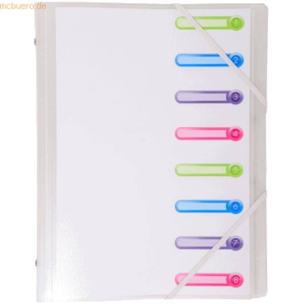 Ordnungsmappe Chromaline A4 PP 8-teilig transparent