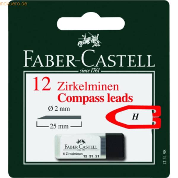 Faber-Castell 123198, H, Grau, 6 Stück(e), 2 mm, 25 mm