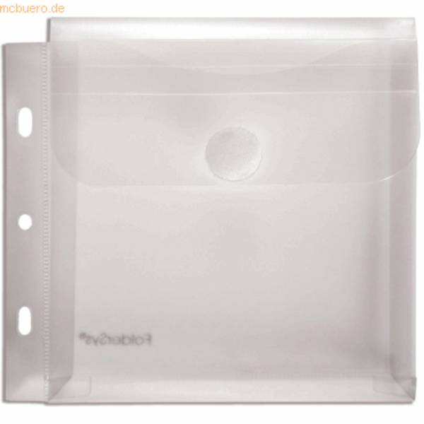 CD-Hülle 135x135mm PP Lochrand, Klettverschluss und Falte farblos transparent