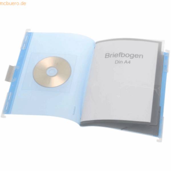 Hänge-Ordnungsmappe A4 PP 6 Fächer blau transluzent