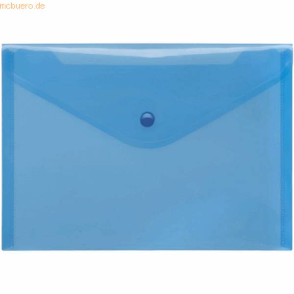 Dokumentenmappe A5 PP Druckknopf blau transparent