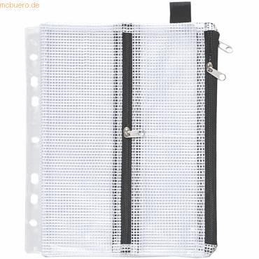Sammelbeutel A4 PVC klar gewebeverstärkt mit Abheftrand und 2xZip schwarz