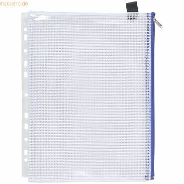 Reißverschluss-Beutel A4 PVC mit Abheftrand und Zip blau-0