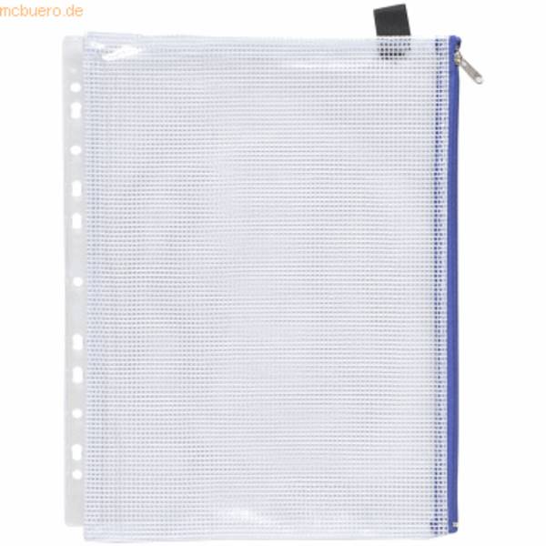 Reißverschluss-Beutel A4 PVC mit Abheftrand und Zip blau