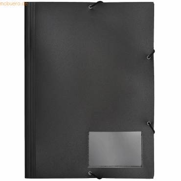 Eckspannmappe A4 PP mit Klappen vollfarbig schwarz-0