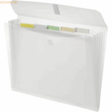Fächer Klettverschlussmappe 'light' A4 PP 5 Fächer Klettverschluss farblos