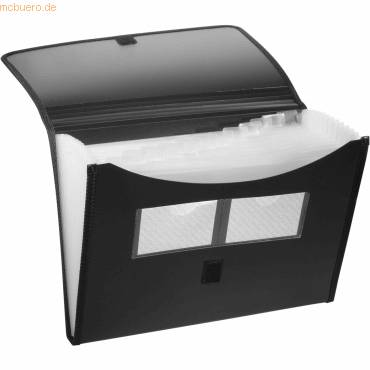Fächermappe A4 PP 12 Fächer Klettverschluss schwarz-0